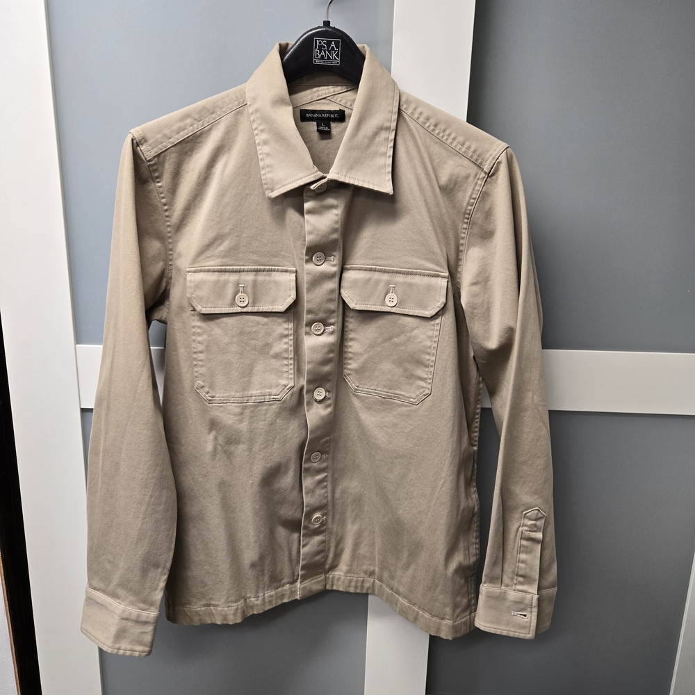 Banana Republic Men's Beige Twill Overshirt-Large